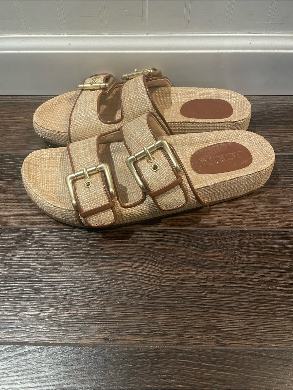 J. Crew Marlow Slip On Sandals In Raffia Beach Coastal Vacation Resortwear 8.5 - Picture 5 of 12